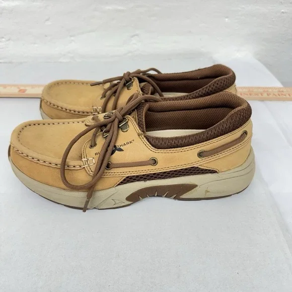 Rugged Shark Brown Tan‎ Leather Boat Shoes Men Size 8 M - Picture 4 of 7